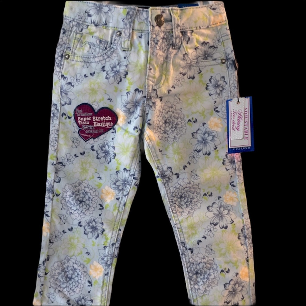 Vigoss NWT Jagger skinny blue green flower pants 4